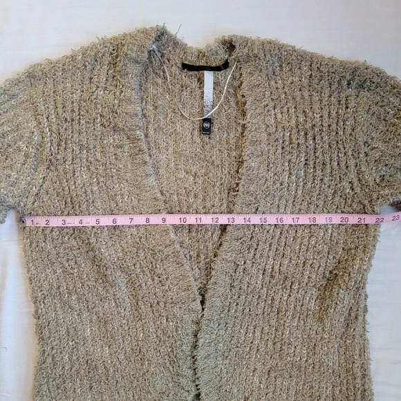 Kensie Soft Fuzzy Tan Open Front Cardigan Sweater Women's M - Picture 11 of 12